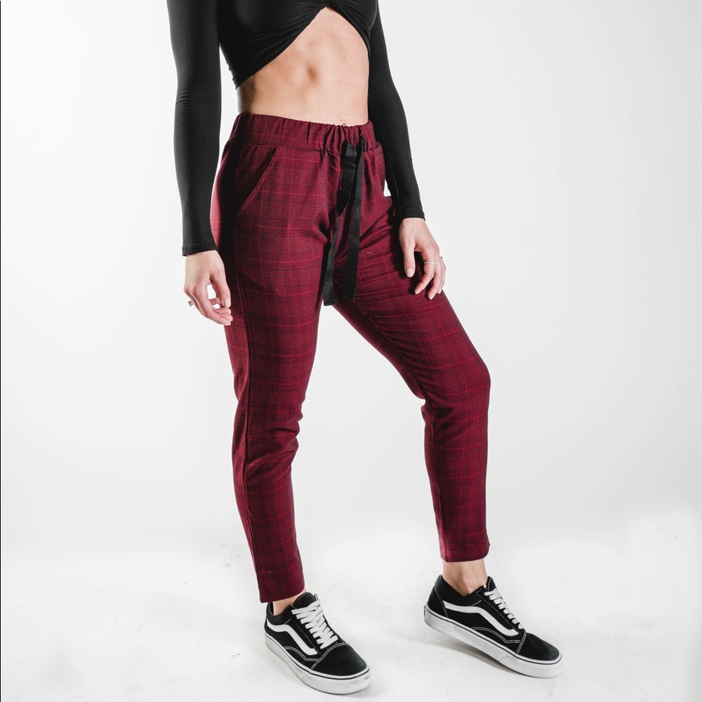 Jogger plaid brick pants